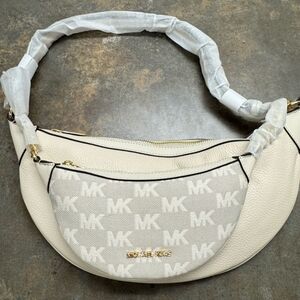 Michael Kors Hollis White/Cream Leather Shoulder Bag NWT